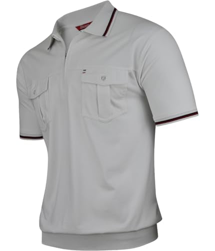 Polo Shirts Herren Kurzarm, Blousonshirts, Gestreifte Polohemden mit Brusttasche aus Baumwoll-Mix (M bis 3XL)