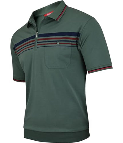 Soltice Poloshirts Herren Kurzarm, Gestreifte Polohemden mit Brusttasche, Blousonshirts aus Baumwoll-Mix (M bis 3XL)