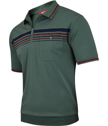 Soltice Poloshirts Herren Kurzarm, Gestreifte Polohemden mit Brusttasche, Blousonshirts aus Baumwoll-Mix (M bis 3XL)