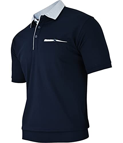 Herren Poloshirt Kurzarm, Polohemd, Gestreifte Blousonshirt mit Brusttasche aus Baumwoll-Mix (M bis 3XL)