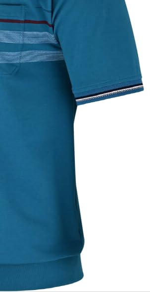 Polo Shirts Herren Kurzarm, Blousonshirts, Gestreifte Polohemden mit Brusttasche aus Baumwoll-Mix (M bis 3XL)