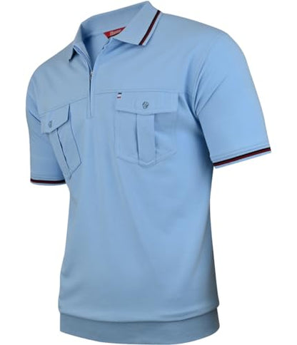 Polo Shirts Herren Kurzarm, Blousonshirts, Gestreifte Polohemden mit Brusttasche aus Baumwoll-Mix (M bis 3XL)