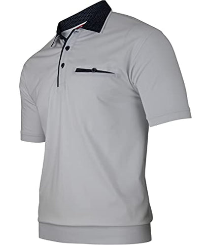 Herren Poloshirt Kurzarm, Polohemd, Gestreifte Blousonshirt mit Brusttasche aus Baumwoll-Mix (M bis 3XL)