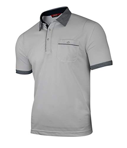 Polo Shirts Herren Kurzarm, Blousonshirts, Gestreifte Polohemden mit Brusttasche aus Baumwoll-Mix (M bis 3XL)