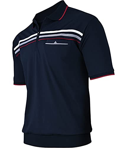 Herren Poloshirt Kurzarm, Polohemd, Gestreifte Blousonshirt mit Brusttasche aus Baumwoll-Mix (M bis 3XL)
