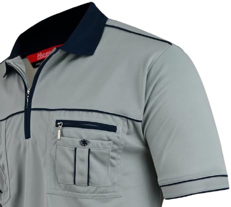 Herren Poloshirt Kurzarm, Polohemd, Gestreifte Blousonshirt mit Brusttasche aus Baumwoll-Mix (M bis 3XL)