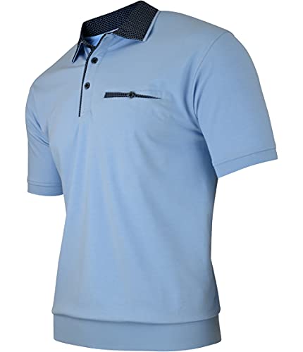 Herren Poloshirt Kurzarm, Polohemd, Gestreifte Blousonshirt mit Brusttasche aus Baumwoll-Mix (M bis 3XL)