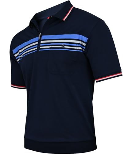 Soltice Poloshirts Herren Kurzarm, Gestreifte Polohemden mit Brusttasche, Blousonshirts aus Baumwoll-Mix (M bis 3XL)