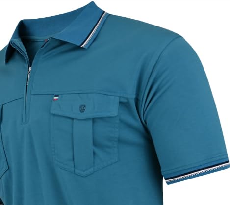 Polo Shirts Herren Kurzarm, Blousonshirts, Gestreifte Polohemden mit Brusttasche aus Baumwoll-Mix (M bis 3XL)