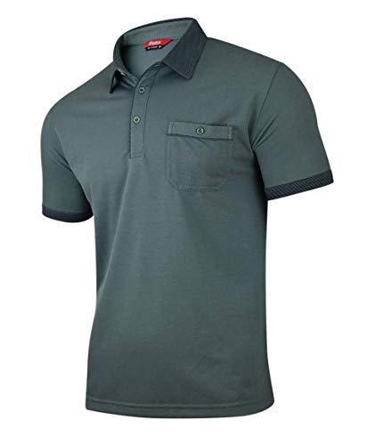 Polo Shirts Herren Kurzarm, Blousonshirts, Gestreifte Polohemden mit Brusttasche aus Baumwoll-Mix (M bis 3XL)