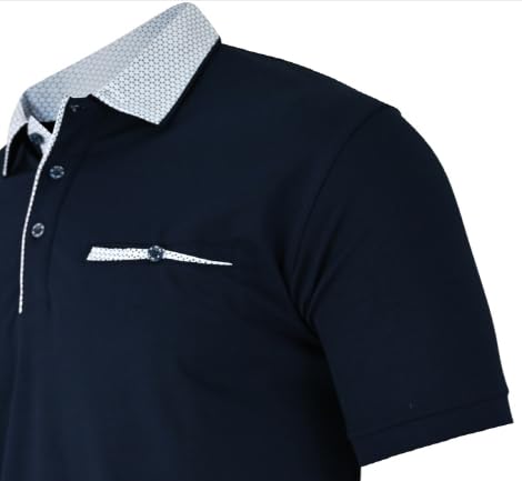 Herren Poloshirt Kurzarm, Polohemd, Gestreifte Blousonshirt mit Brusttasche aus Baumwoll-Mix (M bis 3XL)