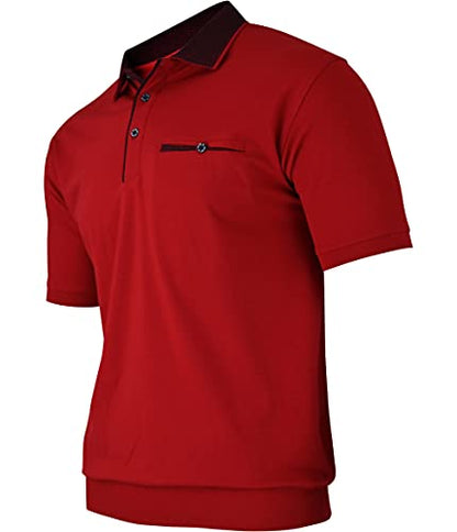 Herren Poloshirt Kurzarm, Polohemd, Gestreifte Blousonshirt mit Brusttasche aus Baumwoll-Mix (M bis 3XL)