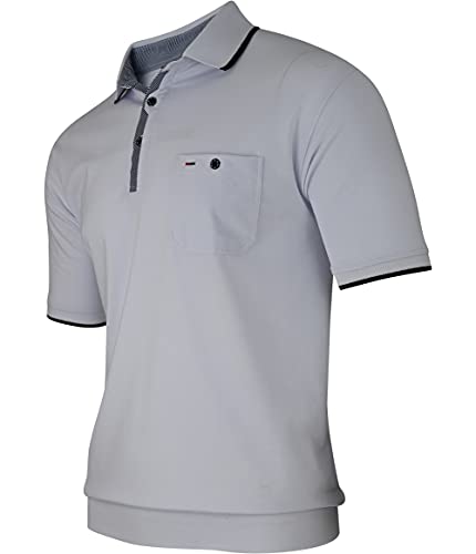 Herren Poloshirt Kurzarm, Polohemd, Gestreifte Blousonshirt mit Brusttasche aus Baumwoll-Mix (M bis 3XL)