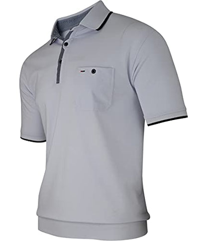 Herren Poloshirt Kurzarm, Polohemd, Gestreifte Blousonshirt mit Brusttasche aus Baumwoll-Mix (M bis 3XL)
