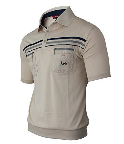 Herren Poloshirt Kurzarm, Polohemd, Gestreifte Blousonshirt mit Brusttasche aus Baumwoll-Mix (M bis 3XL)