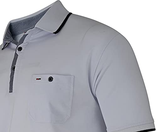 Herren Poloshirt Kurzarm, Polohemd, Gestreifte Blousonshirt mit Brusttasche aus Baumwoll-Mix (M bis 3XL)