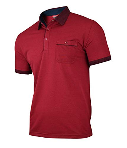 Polo Shirts Herren Kurzarm, Blousonshirts, Gestreifte Polohemden mit Brusttasche aus Baumwoll-Mix (M bis 3XL)