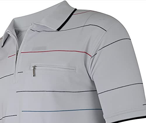 Herren Poloshirt Kurzarm, Polohemd, Gestreifte Blousonshirt mit Brusttasche aus Baumwoll-Mix (M bis 3XL)