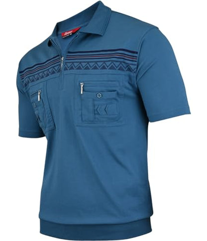 Soltice Poloshirts Herren Kurzarm, Gestreifte Polohemden mit Brusttasche, Blousonshirts aus Baumwoll-Mix (M bis 3XL)