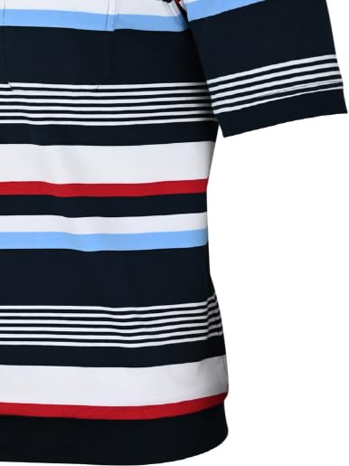 Polo Shirts Herren Kurzarm, Blousonshirts, Gestreifte Polohemden mit Brusttasche aus Baumwoll-Mix (M bis 3XL)