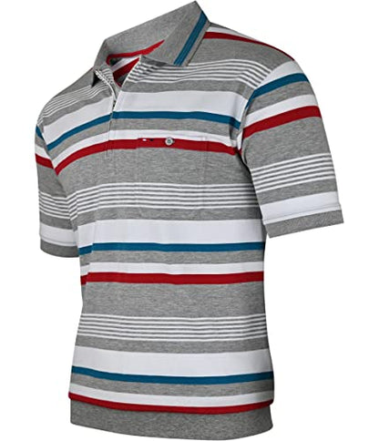 Polo Shirts Herren Kurzarm, Blousonshirts, Gestreifte Polohemden mit Brusttasche aus Baumwoll-Mix (M bis 3XL)
