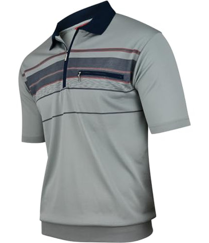 Soltice Poloshirts Herren Kurzarm, Gestreifte Polohemden mit Brusttasche, Blousonshirts aus Baumwoll-Mix (M bis 3XL)