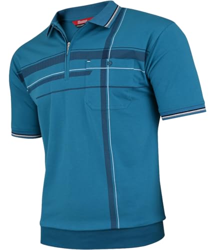 Soltice Poloshirts Herren Kurzarm, Gestreifte Polohemden mit Brusttasche, Blousonshirts aus Baumwoll-Mix (M bis 3XL)