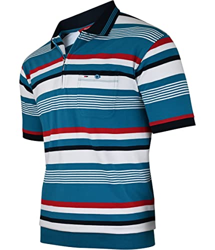 Polo Shirts Herren Kurzarm, Blousonshirts, Gestreifte Polohemden mit Brusttasche aus Baumwoll-Mix (M bis 3XL)