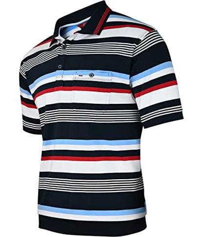 Soltice Poloshirts Herren Kurzarm, Gestreifte Polohemden mit Brusttasche, Blousonshirts aus Baumwoll-Mix (M bis 3XL)