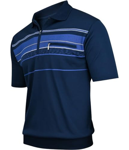 Soltice Poloshirts Herren Kurzarm, Gestreifte Polohemden mit Brusttasche, Blousonshirts aus Baumwoll-Mix (M bis 3XL)