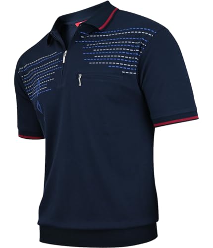 Soltice Poloshirts Herren Kurzarm, Gestreifte Polohemden mit Brusttasche, Blousonshirts aus Baumwoll-Mix (M bis 3XL)