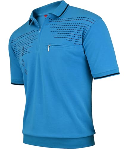 Soltice Poloshirts Herren Kurzarm, Gestreifte Polohemden mit Brusttasche, Blousonshirts aus Baumwoll-Mix (M bis 3XL)