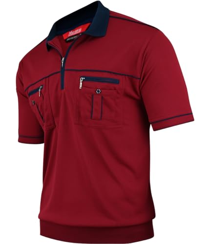Herren Poloshirt Kurzarm, Polohemd, Gestreifte Blousonshirt mit Brusttasche aus Baumwoll-Mix (M bis 3XL)