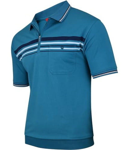 Soltice Poloshirts Herren Kurzarm, Gestreifte Polohemden mit Brusttasche, Blousonshirts aus Baumwoll-Mix (M bis 3XL)