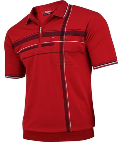 Soltice Poloshirts Herren Kurzarm, Gestreifte Polohemden mit Brusttasche, Blousonshirts aus Baumwoll-Mix (M bis 3XL)