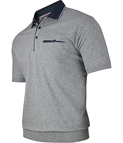 Herren Poloshirt Kurzarm, Polohemd, Gestreifte Blousonshirt mit Brusttasche aus Baumwoll-Mix (M bis 3XL)