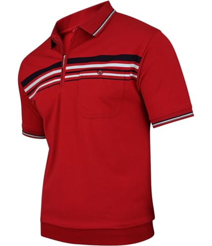Soltice Poloshirts Herren Kurzarm, Gestreifte Polohemden mit Brusttasche, Blousonshirts aus Baumwoll-Mix (M bis 3XL)