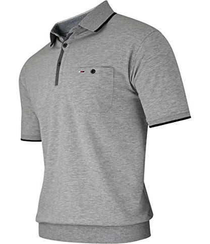 Herren Poloshirt Kurzarm, Polohemd, Gestreifte Blousonshirt mit Brusttasche aus Baumwoll-Mix (M bis 3XL)