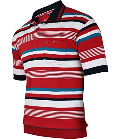 Soltice Poloshirts Herren Kurzarm, Gestreifte Polohemden mit Brusttasche, Blousonshirts aus Baumwoll-Mix (M bis 3XL)