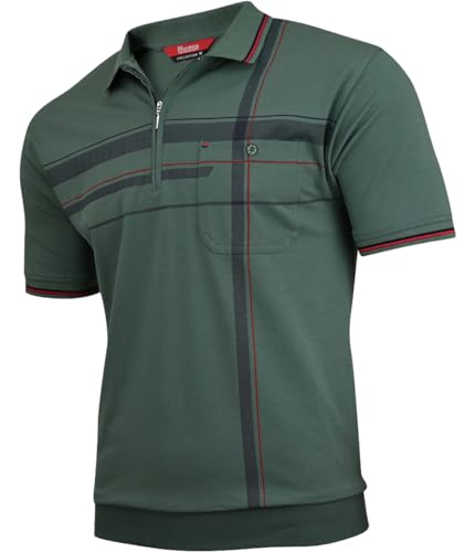 Soltice Poloshirts Herren Kurzarm, Gestreifte Polohemden mit Brusttasche, Blousonshirts aus Baumwoll-Mix (M bis 3XL)