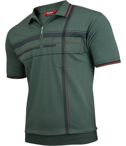 Soltice Poloshirts Herren Kurzarm, Gestreifte Polohemden mit Brusttasche, Blousonshirts aus Baumwoll-Mix (M bis 3XL)