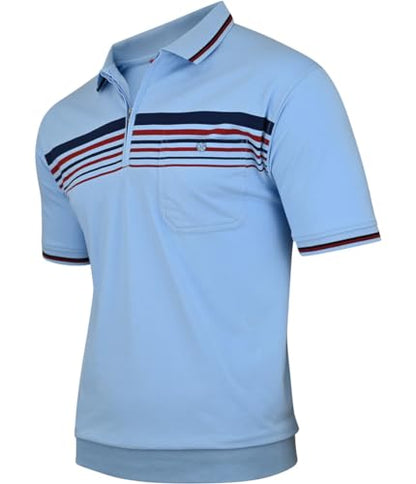 Soltice Poloshirts Herren Kurzarm, Gestreifte Polohemden mit Brusttasche, Blousonshirts aus Baumwoll-Mix (M bis 3XL)