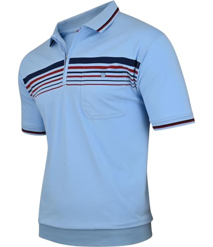 Soltice Poloshirts Herren Kurzarm, Gestreifte Polohemden mit Brusttasche, Blousonshirts aus Baumwoll-Mix (M bis 3XL)