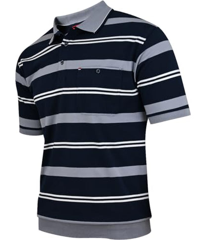 Soltice Poloshirts Herren Kurzarm, Gestreifte Polohemden mit Brusttasche, Blousonshirts aus Baumwoll-Mix (M bis 3XL)