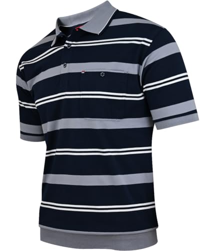 Soltice Poloshirts Herren Kurzarm, Gestreifte Polohemden mit Brusttasche, Blousonshirts aus Baumwoll-Mix (M bis 3XL)
