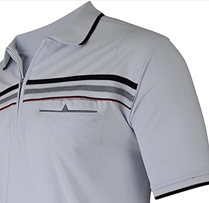 Herren Poloshirt Kurzarm, Polohemd, Gestreifte Blousonshirt mit Brusttasche aus Baumwoll-Mix (M bis 3XL)