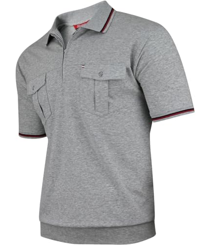 Polo Shirts Herren Kurzarm, Blousonshirts, Gestreifte Polohemden mit Brusttasche aus Baumwoll-Mix (M bis 3XL)