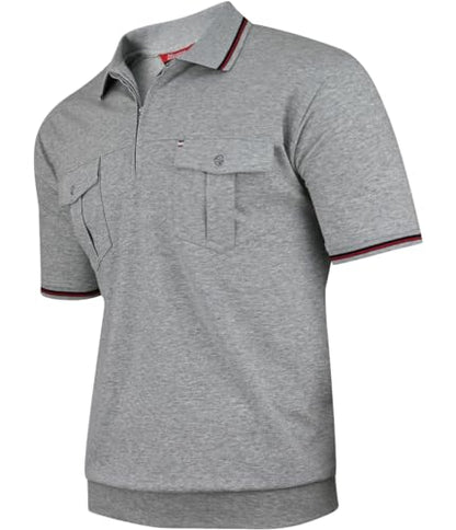Polo Shirts Herren Kurzarm, Blousonshirts, Gestreifte Polohemden mit Brusttasche aus Baumwoll-Mix (M bis 3XL)