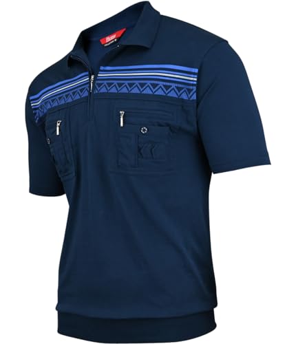 Soltice Poloshirts Herren Kurzarm, Gestreifte Polohemden mit Brusttasche, Blousonshirts aus Baumwoll-Mix (M bis 3XL)