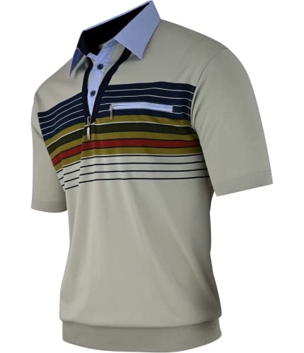 Soltice Poloshirts Herren Kurzarm, Gestreifte Polohemden mit Brusttasche, Blousonshirts aus Baumwoll-Mix (M bis 3XL)